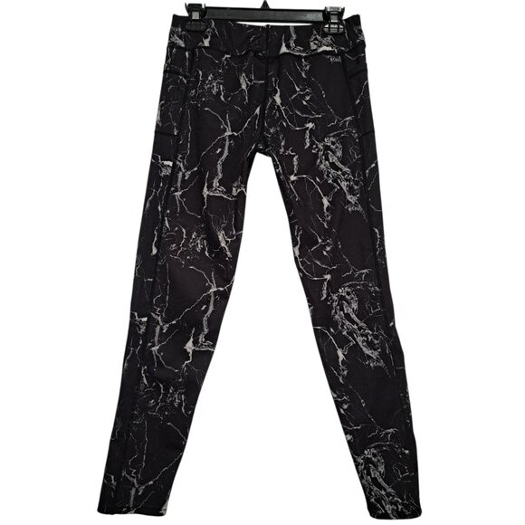 Zone Pro Womens Leggings M Black Marble Print Activewear Stretch Pants - Picture 1 of 6